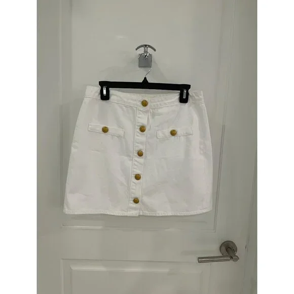 NWOT L'Agence Kris White Denim Jean Mini Skirt in Blanc Size 28 - Picture 4 of 10